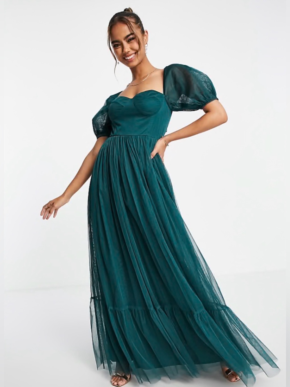 Anaya With Love tie back dress in emerald green